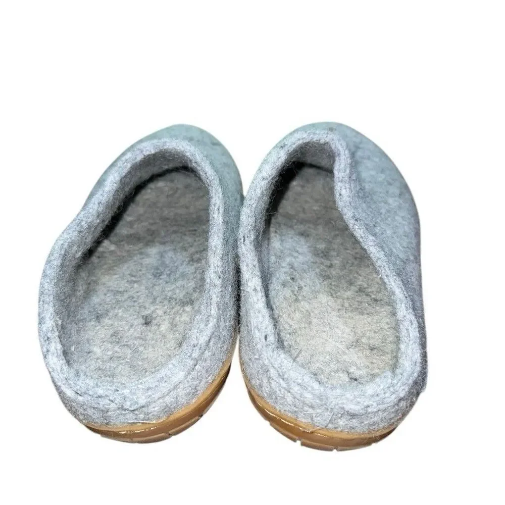 Glerups Gray Slip On Wool Slipper With Leather Bottom EU Size 43 Used